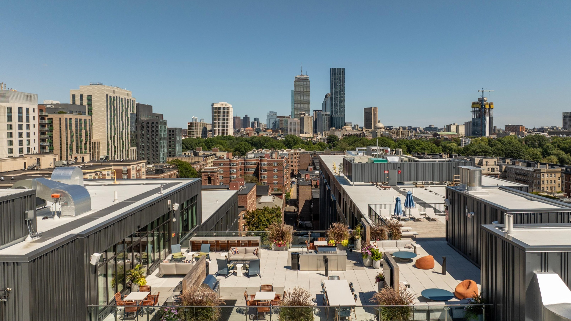 Rooftop Deck Wide-Angle Drone View